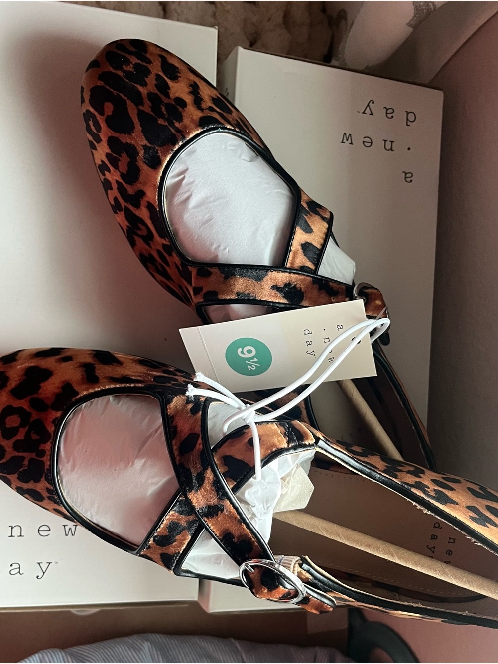a new day Leopard Print Mary Jane Flats - Brown & Black
